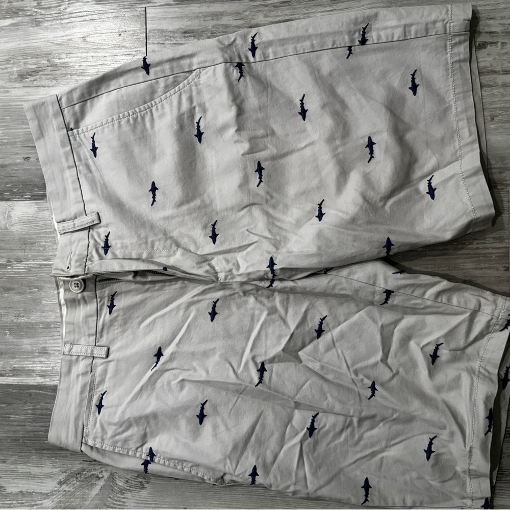 Old Navy Gray Shorts with Navy Shark Design